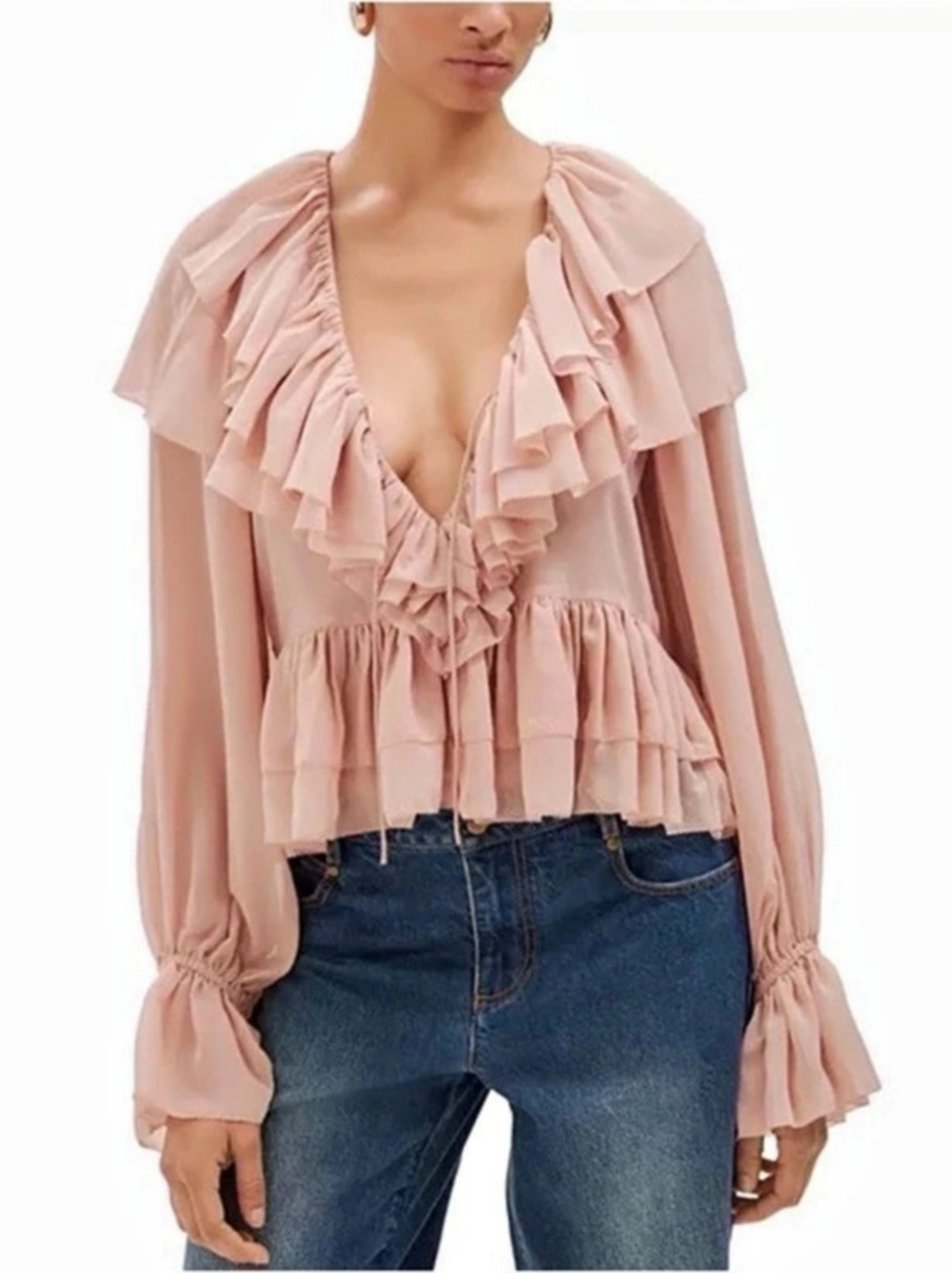 Torn by Ronny Kobo Rhea Soraya Ruffles Blouse